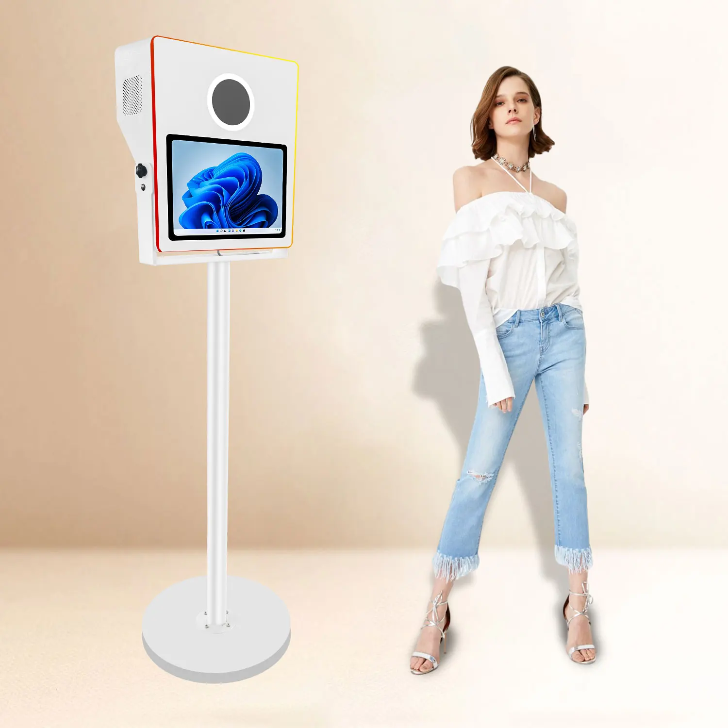 

TFL New 15.6 Inches Selfie Photo Booth Machine Poto Box Column Touch Screen Wedding Dslr PhotoBooth Portable for Party