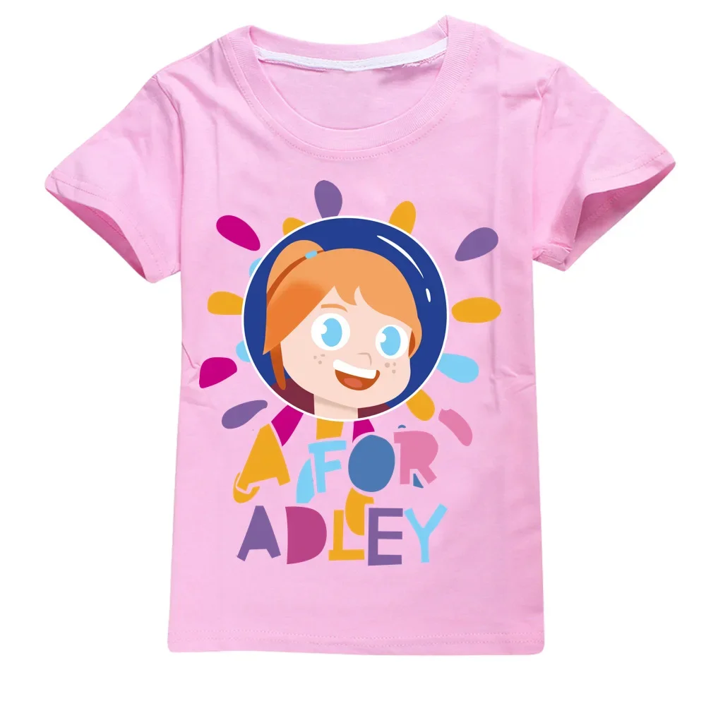 Newly Arrived Kids Short Sleeve A for Adley T-shirt Children's Clothing Boys Girls Clothes Printed Cartoon Casual Cotton Tops