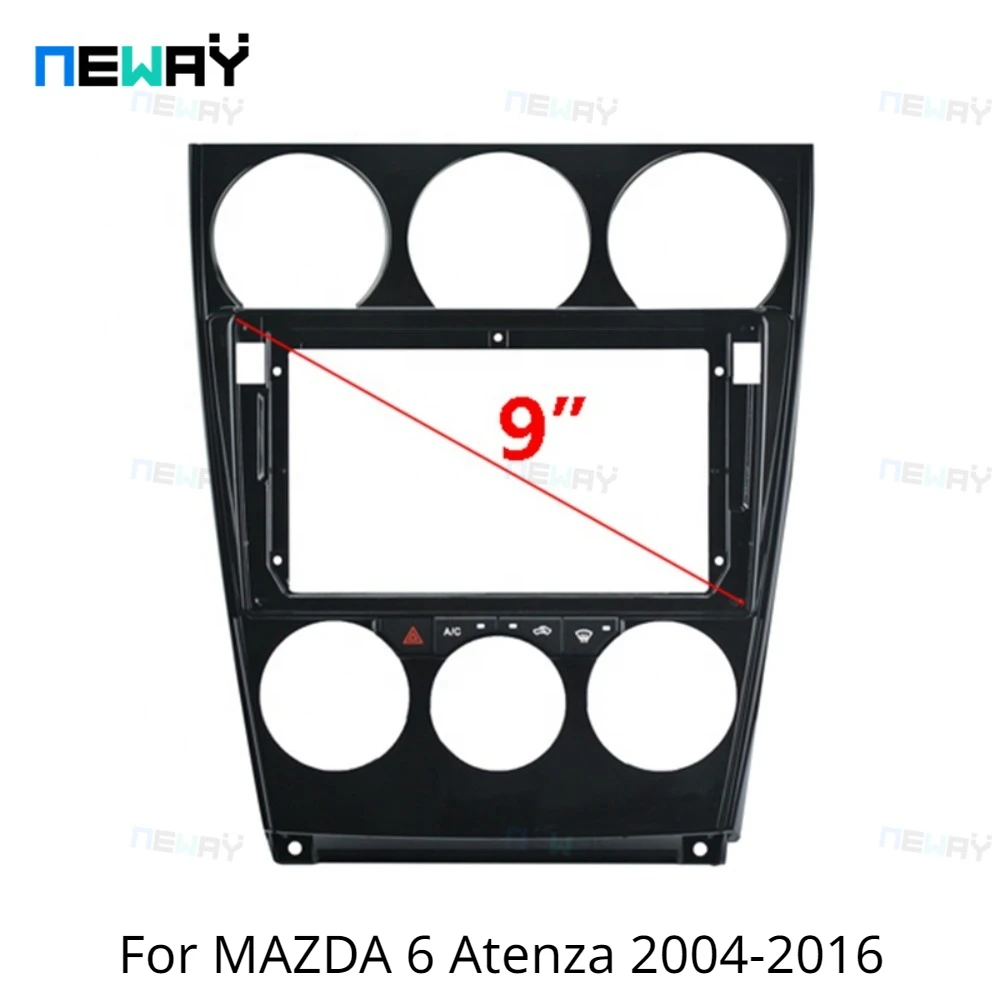 9 inch Car Fascia Panel Harness For MAZDA 6 Atenza 2004-2016 (With AC mother board) Facia Dash Kit Adapter Bezel Console Plate