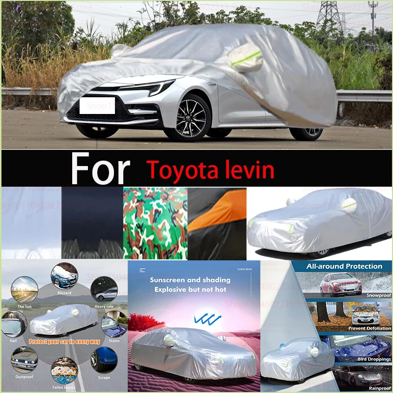 

For Toyota Levin Windproof Car Cover with Reflective Strip Auto Anti-UV Sun Rain Snow Dust Paint Protect Cover