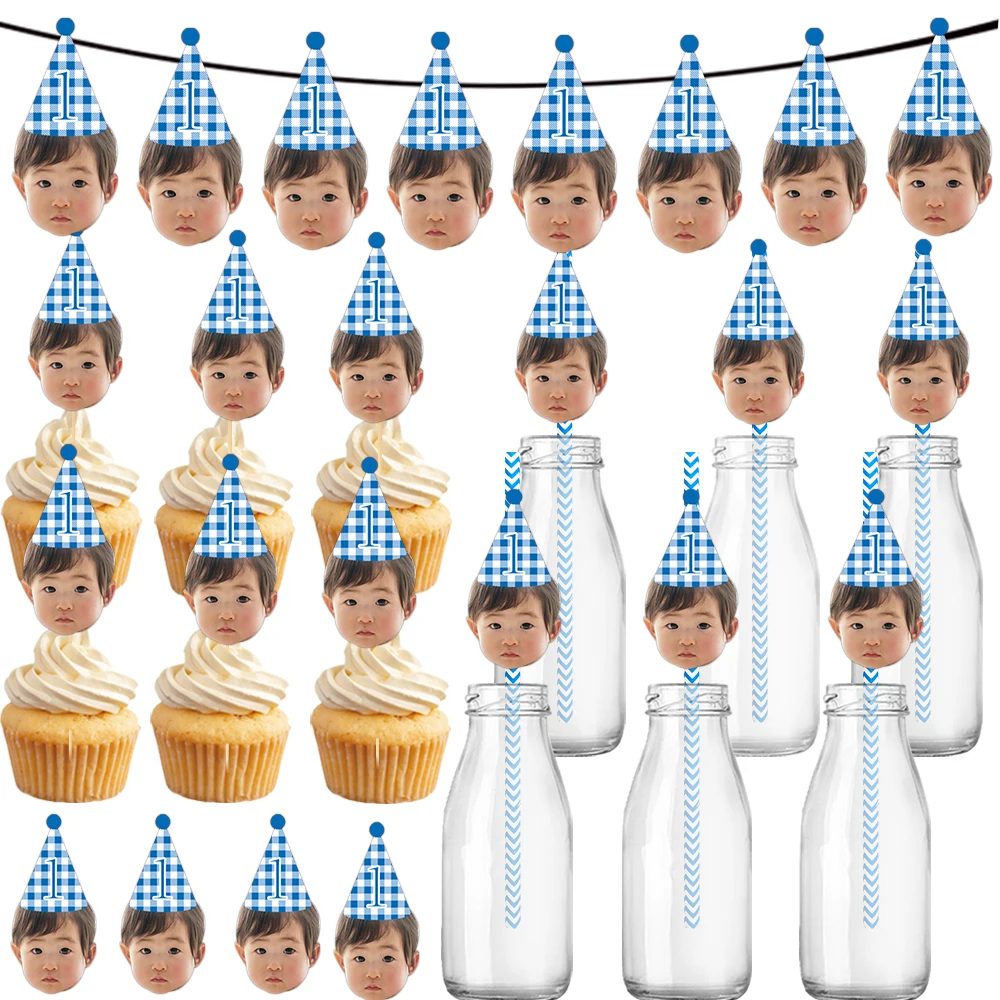Maßgeschneiderte Babyparty-Dekoration, Banner, Geschenkaufkleber und Kuchendekoration, Plugin-Set, Baby-Geburtstagsparty-Dekoration