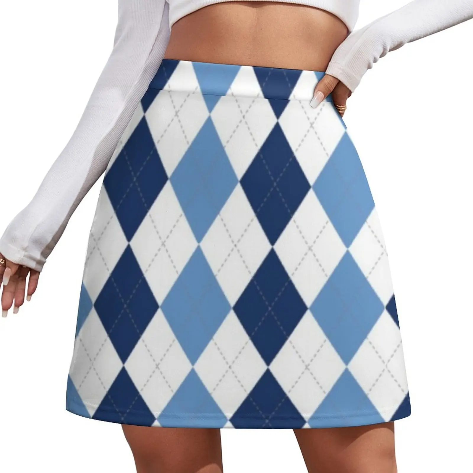 Navy/Carolina Argyle Mini Skirt Skirt pants fashion korean clothing Mini Skirt