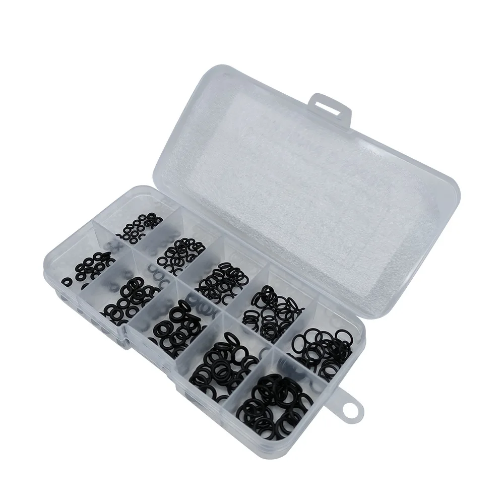 

250PC Nitrile Rubber O-Rings Kit High Temp Resistance 10Grid Sealing Rings Set, Black Oil Seals for Hydraulic/Pneumatic Systems