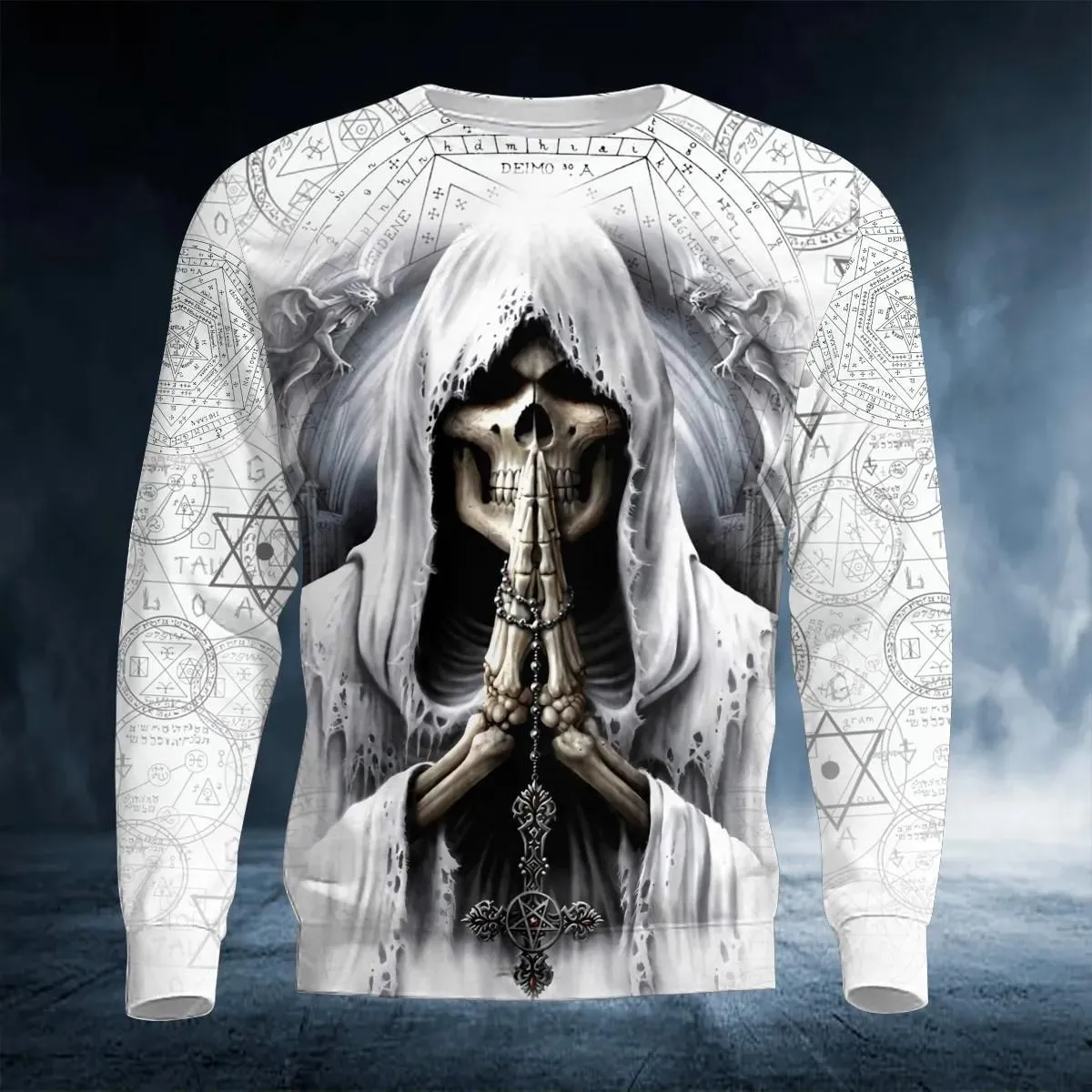 

Men's Round Neck Long Sleeve T-shirt Retro 3D Printing Skull Pattern Casual Top Tee Fashion Pullover T Shirts Men's Clothing