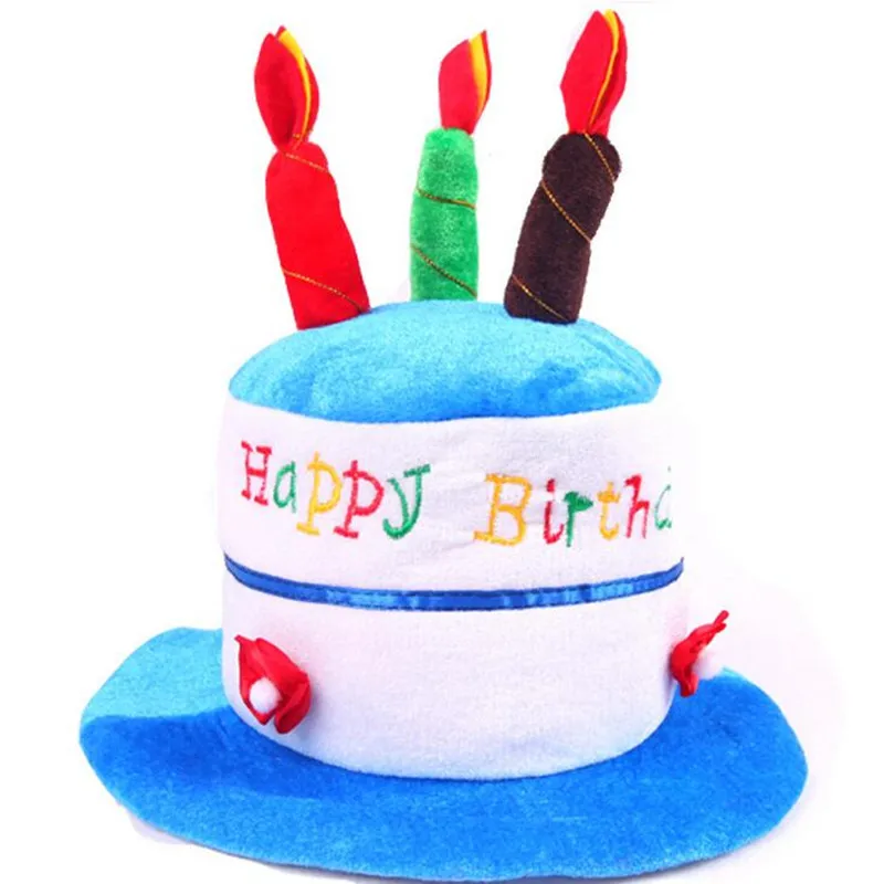 Children Adult Candles Cap Happy Birthday Party Hat Headwear Dress Up Gift Hair Wear Crown  Cosplay Pink Blue Wedding Festival