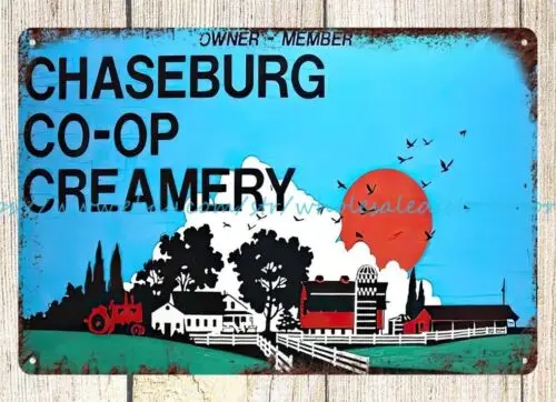 Chaseburg Coop Creamery Dairy Farm metal tin sign colorful wall decor