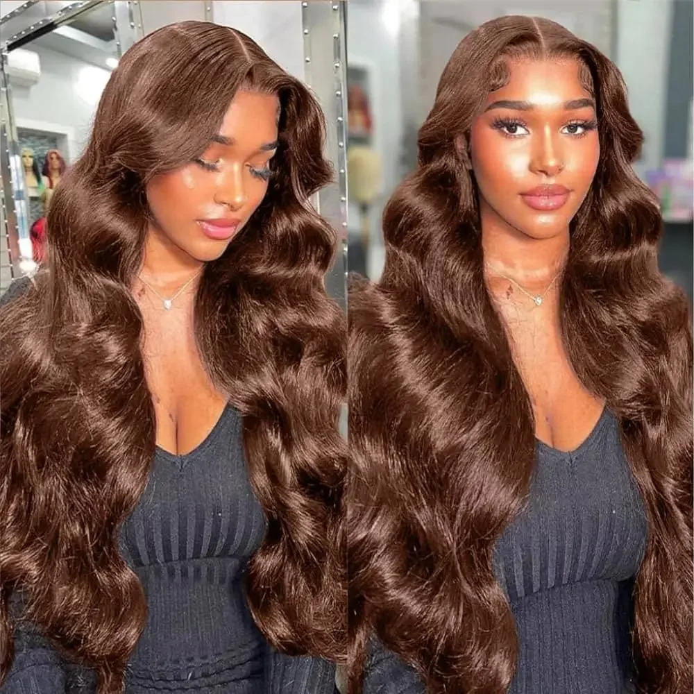 

Chocolate Brown 13x4 Body Wave Lace Front Wig Brazilian Human Hair Brown Lace Frontal Wigs For Women Human Hair Preplucked