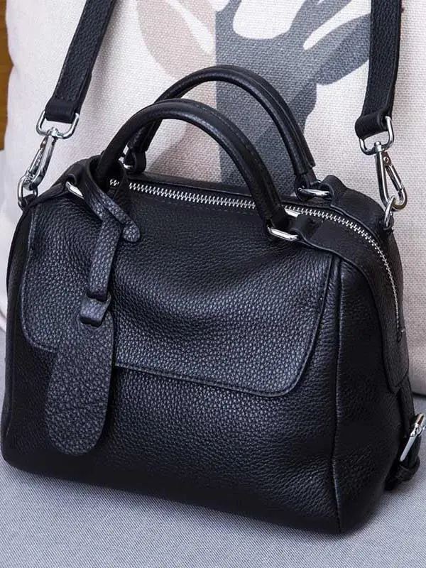 

Genuine Leather Handbag 2025 New Women's Cowhide oulder Crossbody Large Capaci Soft Leather Boston Pillow Bag