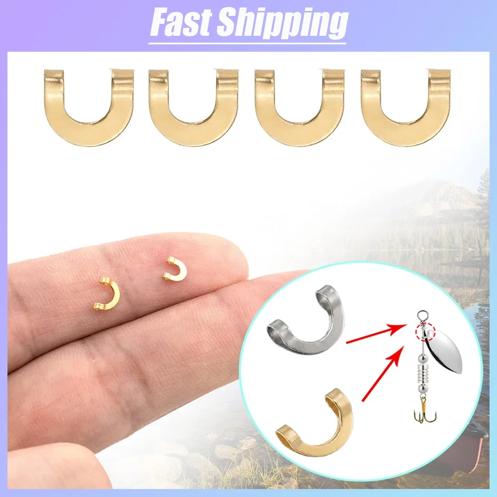 100pcs Fishing U Shaped Fixed Clips Fishing Stainless Steel Spinner Bait Clips Fishing Spinner Lures Connector Tool Accessories