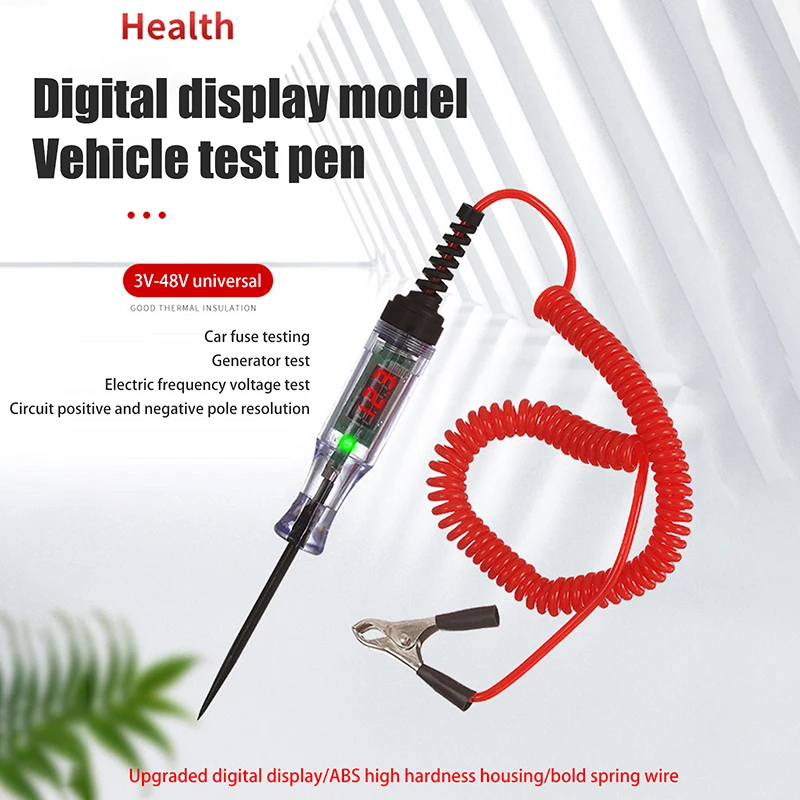 New Heavy Duty 5-48V Backlit Digital LED Circuit Tester, Auto Test Light Digital LED Circuit Tester
