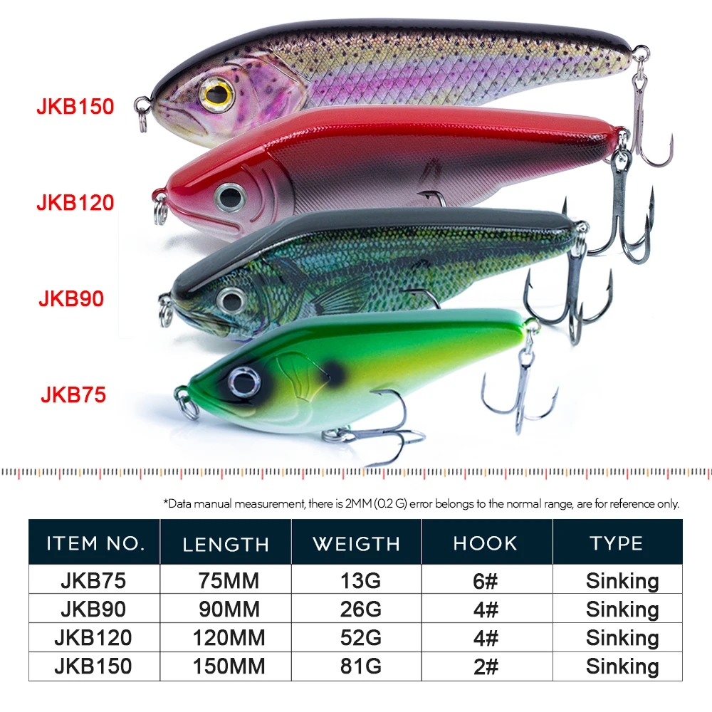 Hanlin Glide Jerkbait 75/90/120/150/mm Popular Pike Hard Jerk Bait Crankbait Muskie Lures Fishing Lure Wobbler Bass Tackle