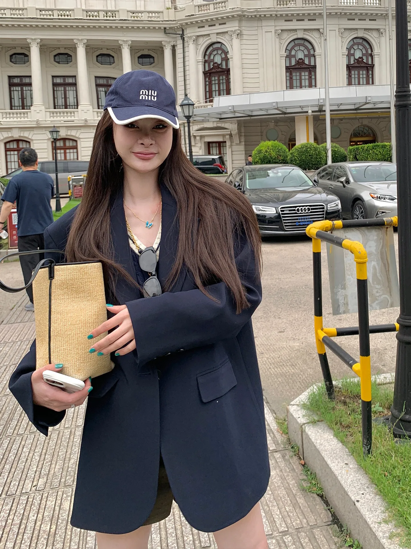 

Tingtings Casual Loose Women's Suit Jaet in Royal Blue New Autumn Sle High End Woolen Top with Long Sves And Single Bu...