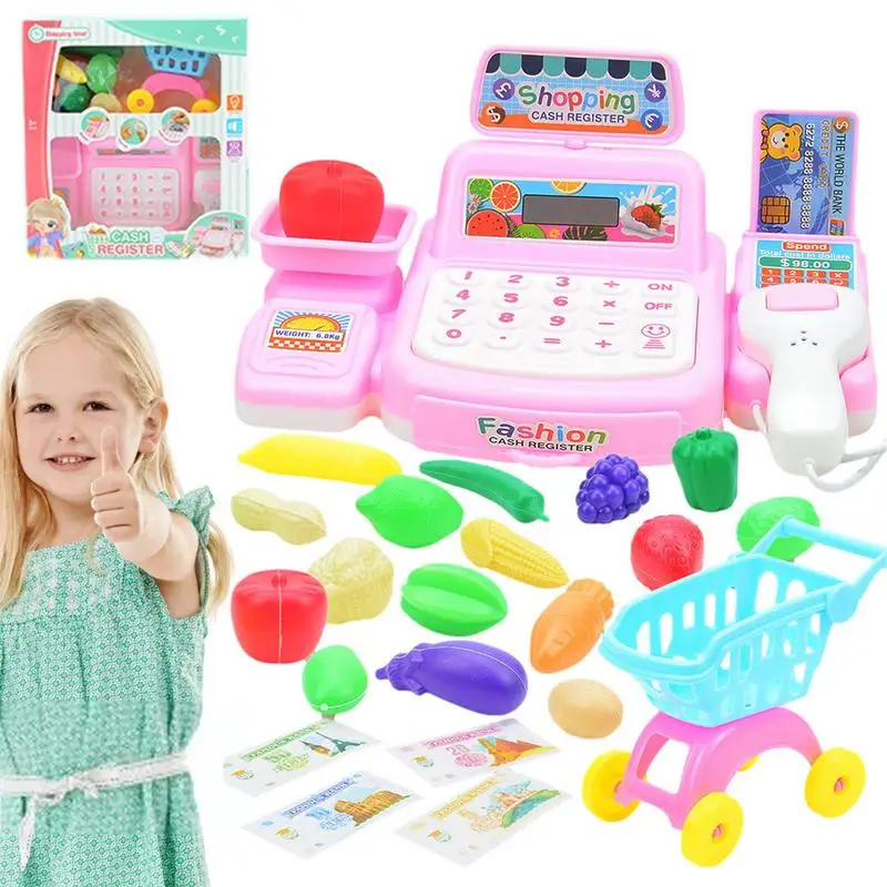 Cash Register Toy Children's Lighting Sound Supermarket Simulation Register Supermarket Grocery Store Pretend Play Cashier Gift