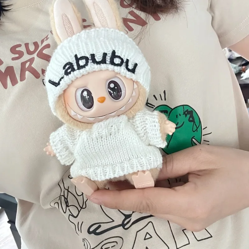 17cm Labubu Suit Second Generation Labubu Sitting Party Doll Clothes Pendant Peripheral New Hat Sweater Set Doll Accessories