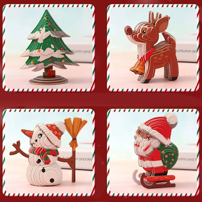 Cartoon 3D Paper Puzzle for Kids Santa Claus Educational Montessori Toys Funny DIY Manual Assembly Three-dimensional Model Toy