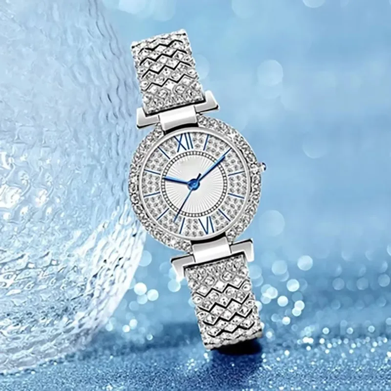 Reloj para Mujer, reloj de cuarzo con diamantes de imitación de lujo, reloj de pulsera con correa de aleación de negocios Noble para Mujer, regalo para Mujer, reloj para Mujer