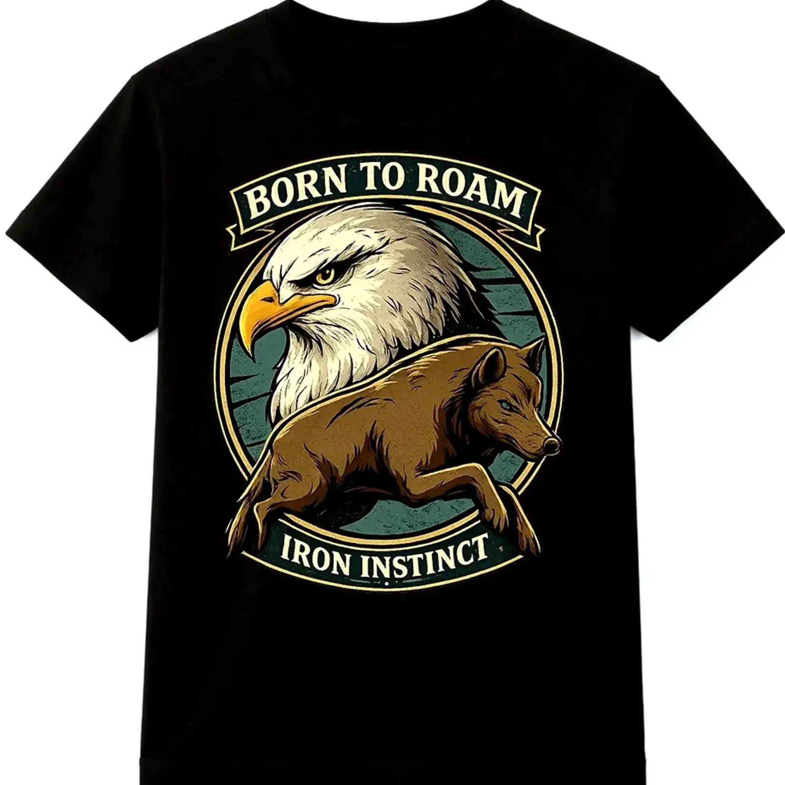 Eagle Wild Boar T Shirt Born to Roam Wildlife Hunting Leisure Top vintage Washed Casual designer clothes Comfortable Soft