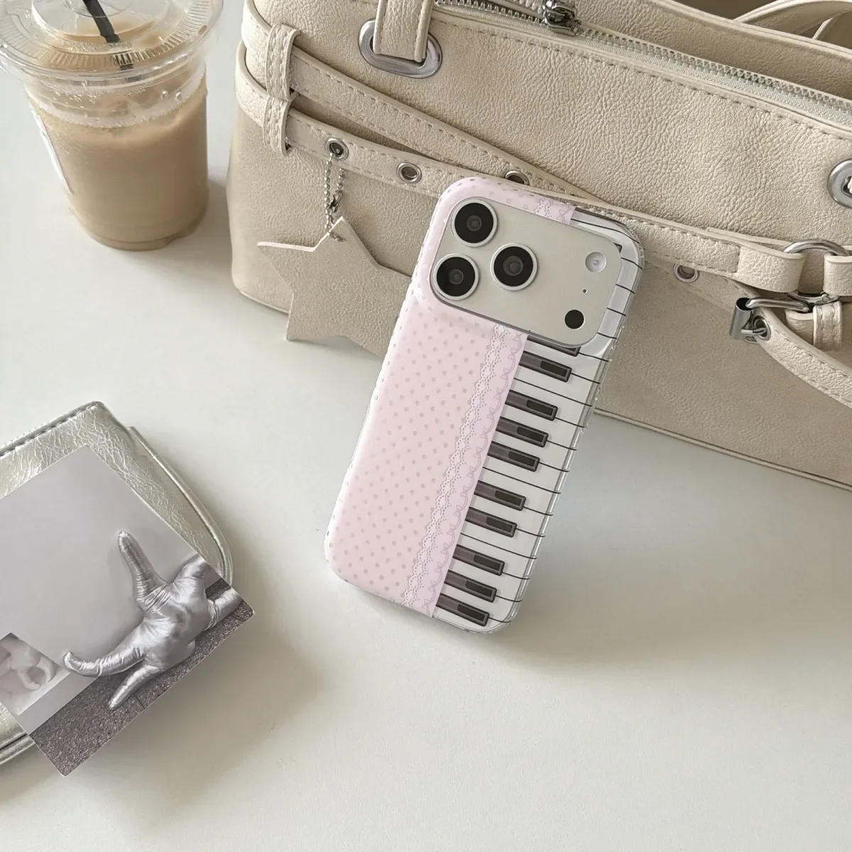 Coque de téléphone coréenne rose en dentelle à pois avec touches de piano pour iPhone 18 17 16 15 14 13 12 11 Pro Max Plus 17air 16e en silicone