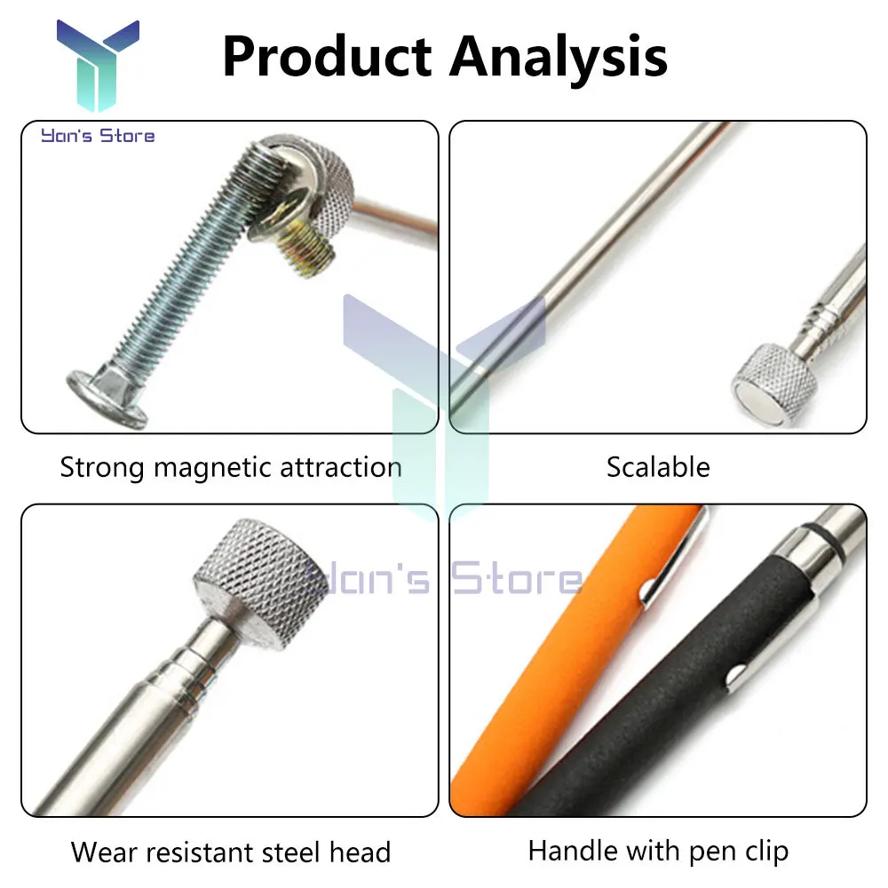 Mini Portable Telescopic Magnetic Metal Magnet Pen Light Torch Magnet Stick Part Pickup Tool Capacity for Picking Up Nut Bolt