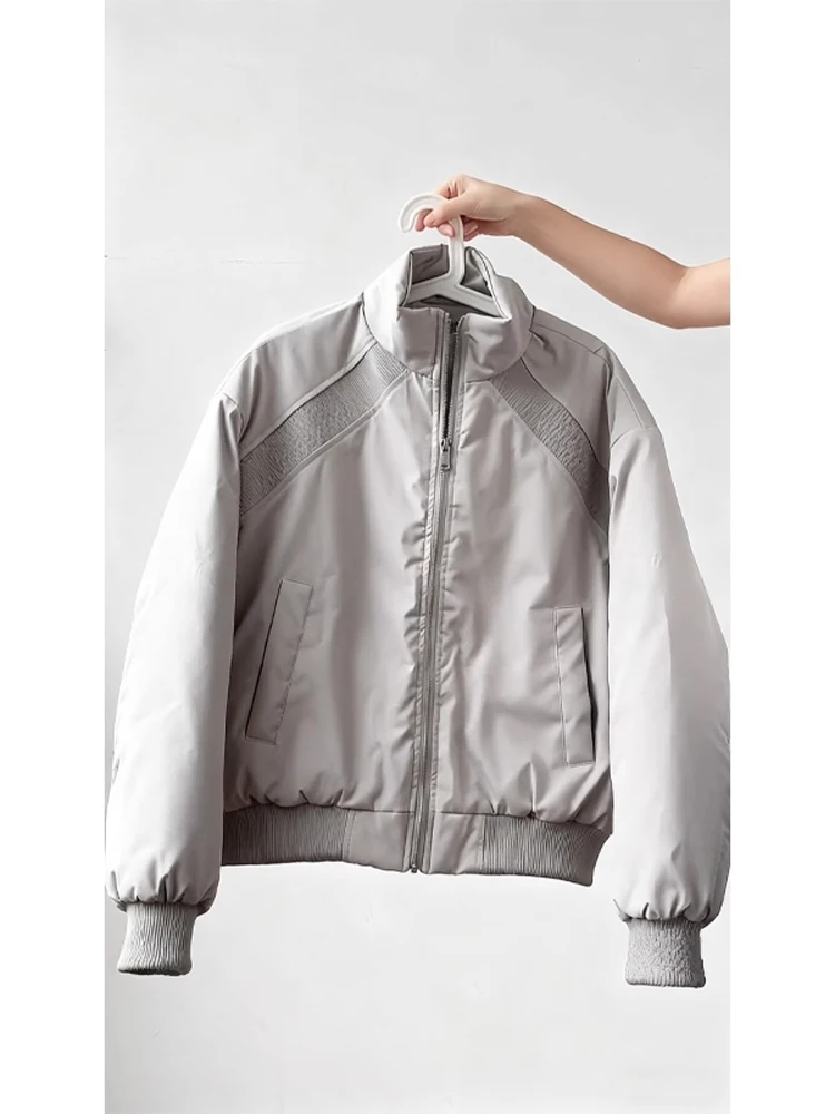 American Style Bomber Jacket Men's Thickened Patchwork Design Cotton Coat Pilot Jacket Youth Fashion Winter Warm Zipper Closure