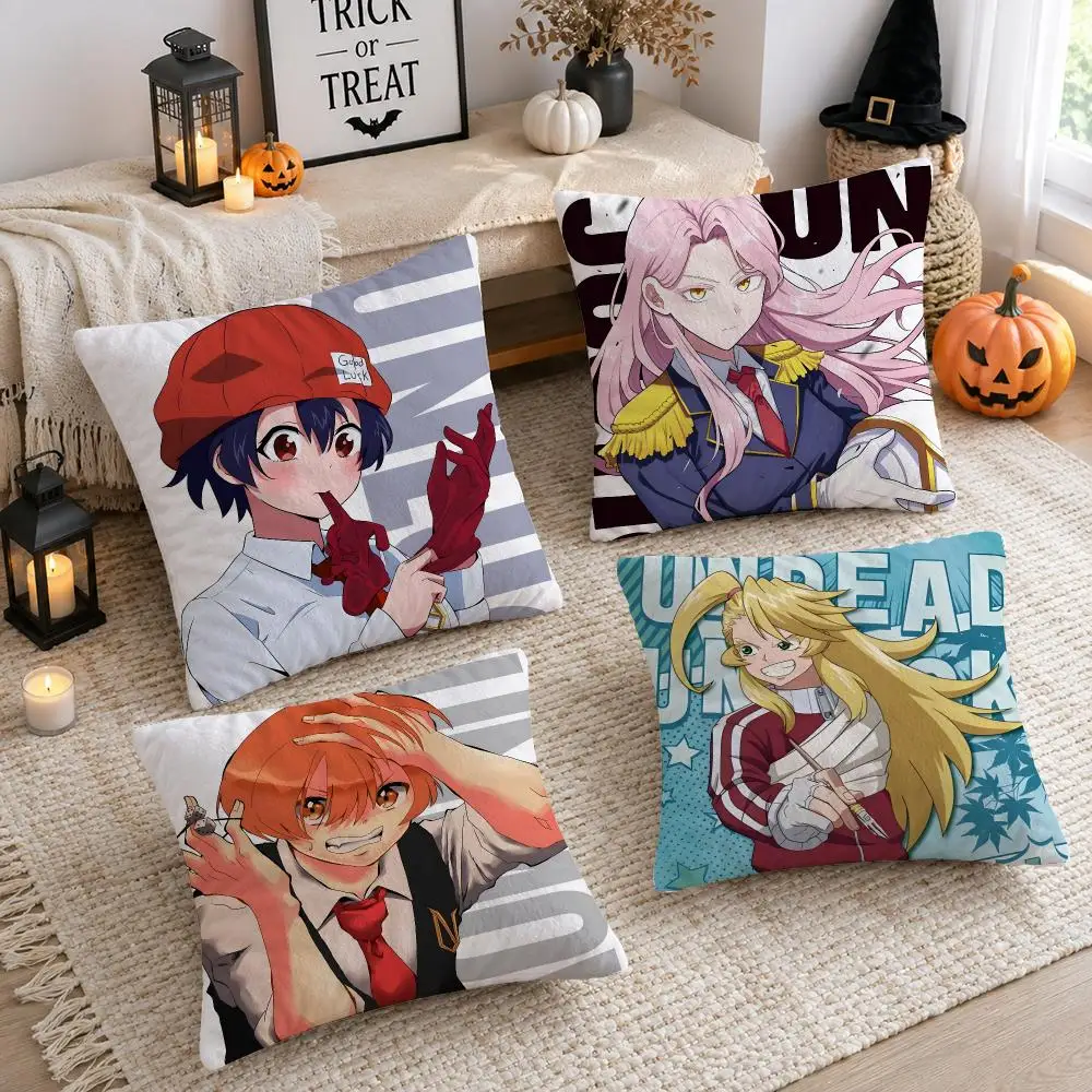 Japanese Anime U-Undead Unluck Cushion Cover Plush Decorative Pillow Case With Hidden Zipper Cutecore Room Decor For Home