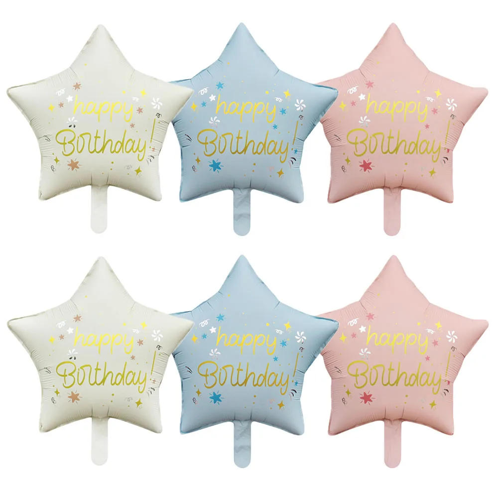 

6Pcs 18inch Star Balloons Vintage Beige Foil Balloons for Adult Kids Happy Birthday Wedding DIY Party Decorations