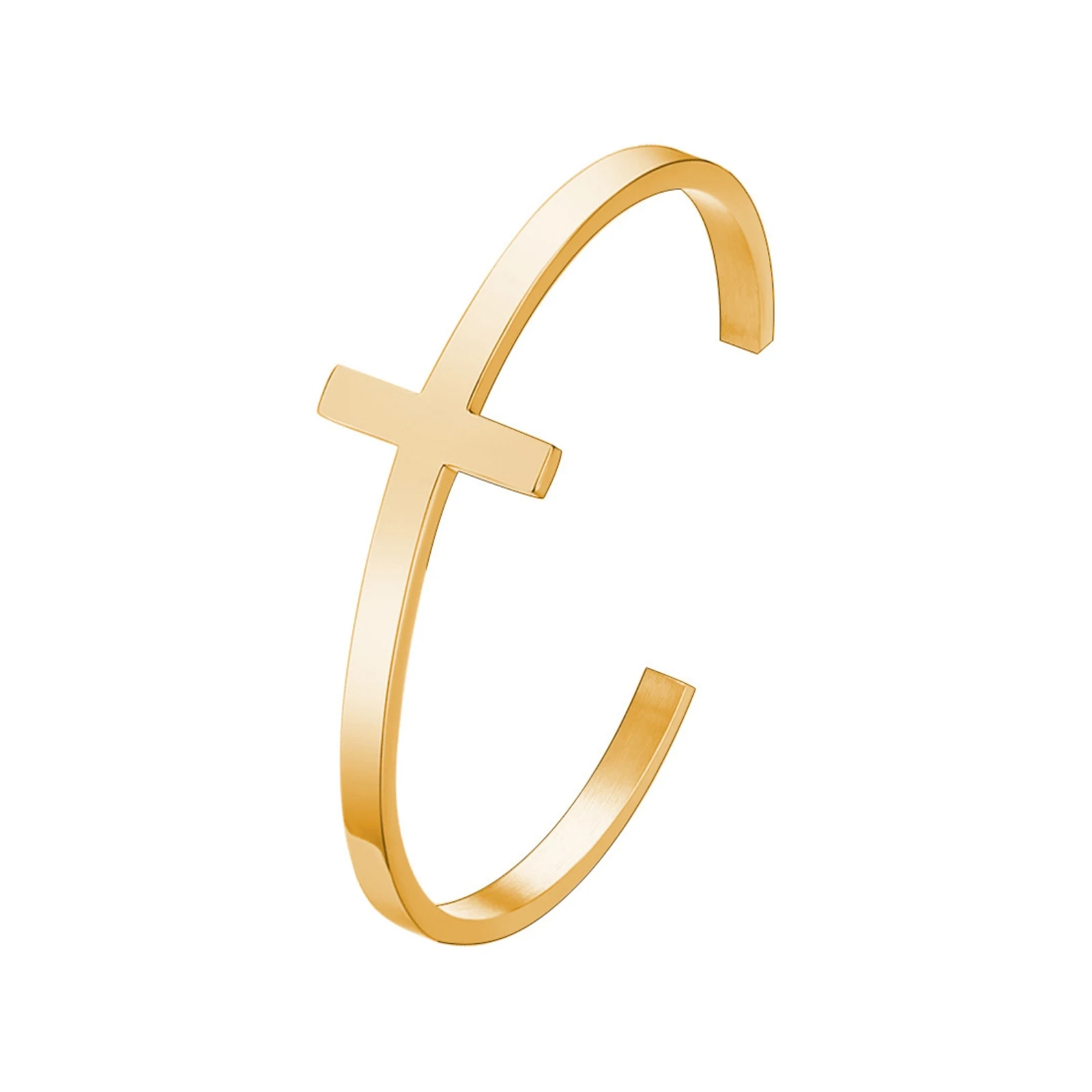 Stainless Steel Cross Open Cuff Bangle Christian Faith Bracelet Jewelry Gift for Men Women