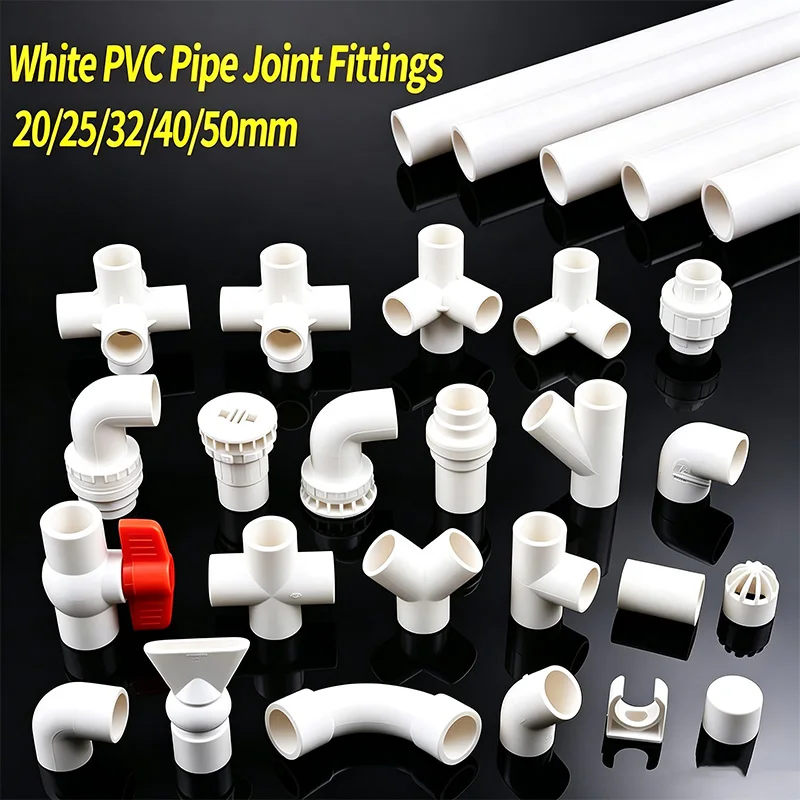 20~50mm White PVC Pipe Connectors Straight Elbow Tee Aquarium Water Supply 4 5 6 Ways Fittings Garden Irrigation DIY Accessories
