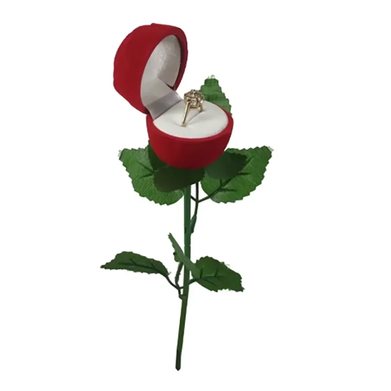 1/3/5pcs-Flocked Rose Ring Box Long Root Rose Earring Ring Storage Box High-end Gift Box Engagement Ring Storage Box