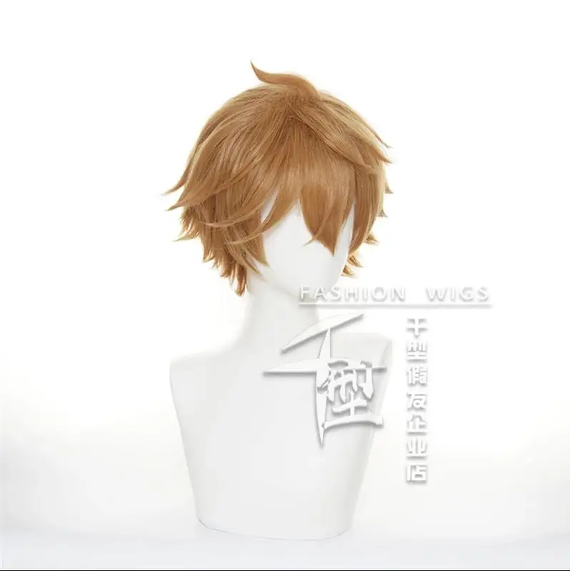 Genshin Impact Tartaglia Cosplay Short Brown Heat Resistant Synthetic Hair Halloween Party Anime Cosplay Wigs