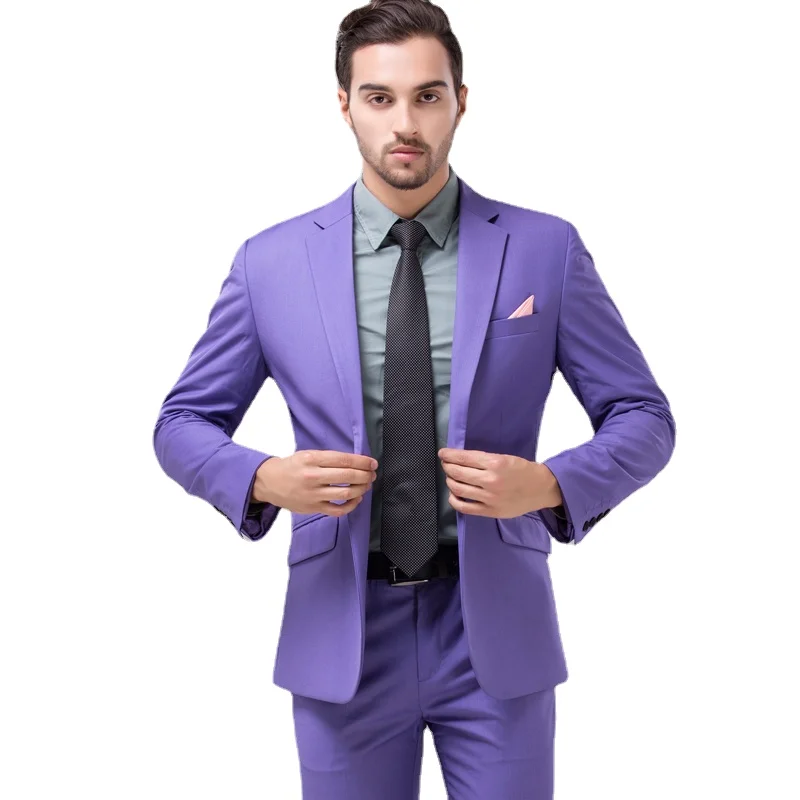 Men\'s Dark Green Suit Two-Piece, Asian Sizes Slim Dress Jacket and Pants,Wedding / Party Blazer Coat+Trousers Red Blue Black