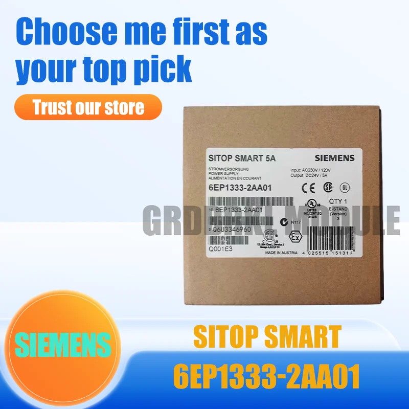 

New Original SIMIENS 6EP1333-2AA01 6EP1 333-2AA01 20W 24V 5A SITOP Smart Switch Power Supply