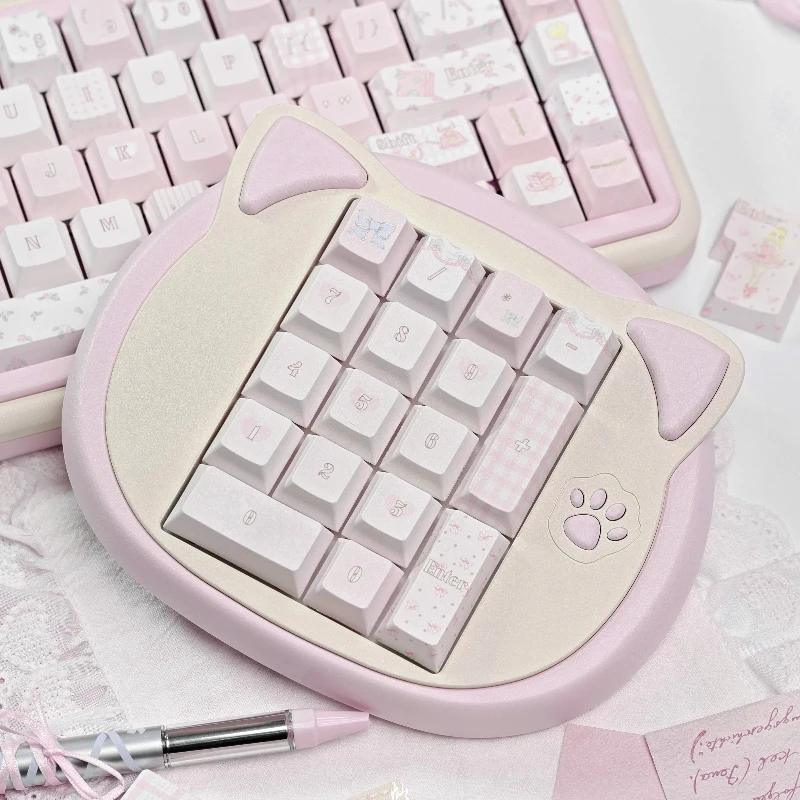 Cat Head Numeric Keyboard Kit Customized Magnetic Attraction Aluminum Three Mode E-sports Gaming Mechanical Keyboard Support VIA