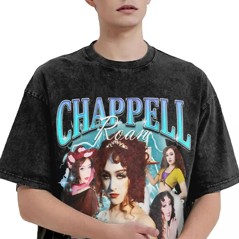 Chappell Roan Midwest Princess 2024 Tour Washed T-Shirt Male Cotton T Shirts Beach O Neck Leisure Tees Design Plus Size Tops