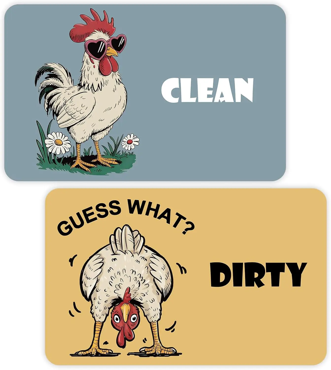 Farmhouse Rooster Cartoon Clean Dirty Dishwasher Magnet, Washing Machine Magnet Flip, Funny Chicken Kitchen Refrigerator Clean
