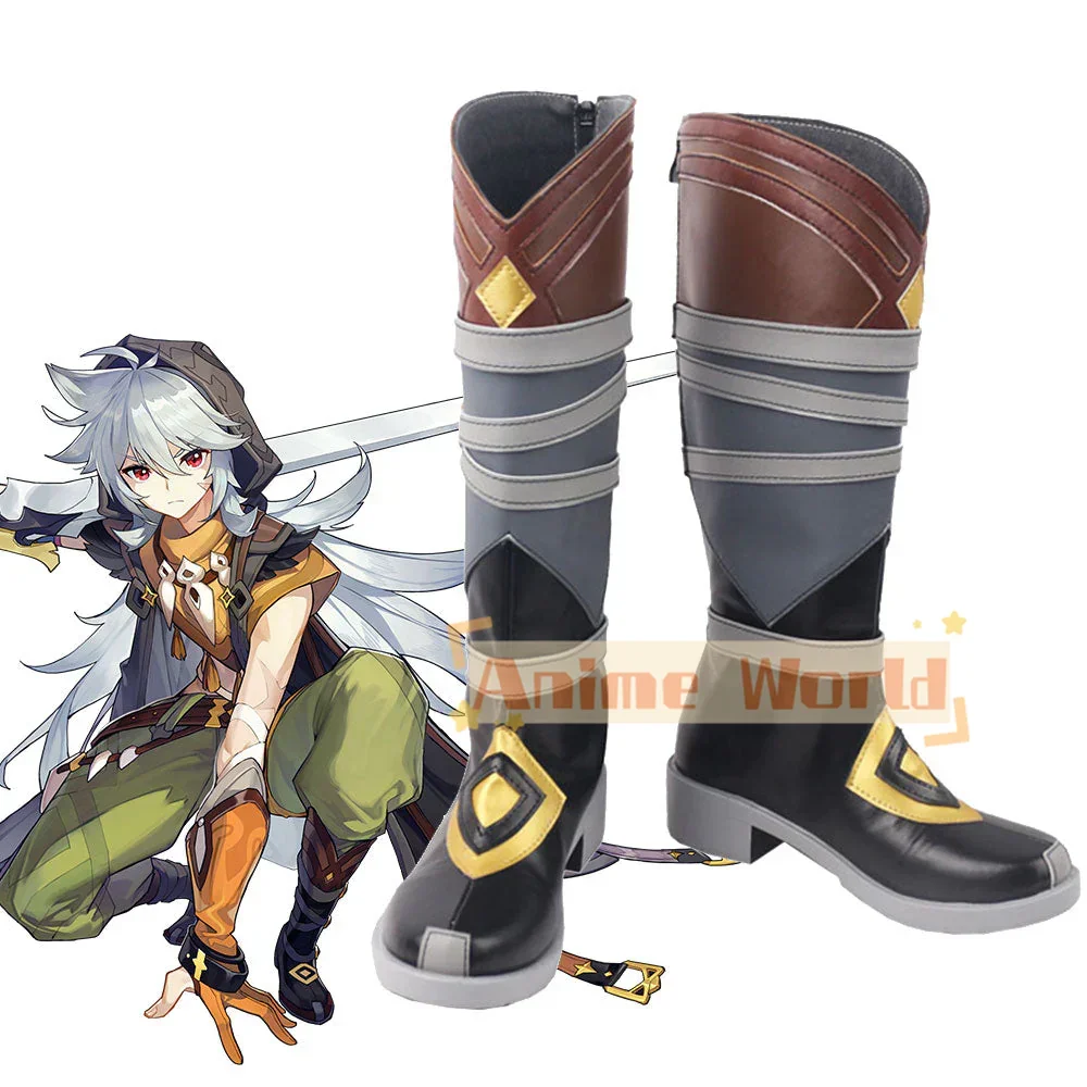 

Genshin Impact Razor Коричневые туфли Сапоги для косплея Хэллоуин Карнавальные сапоги на заказ