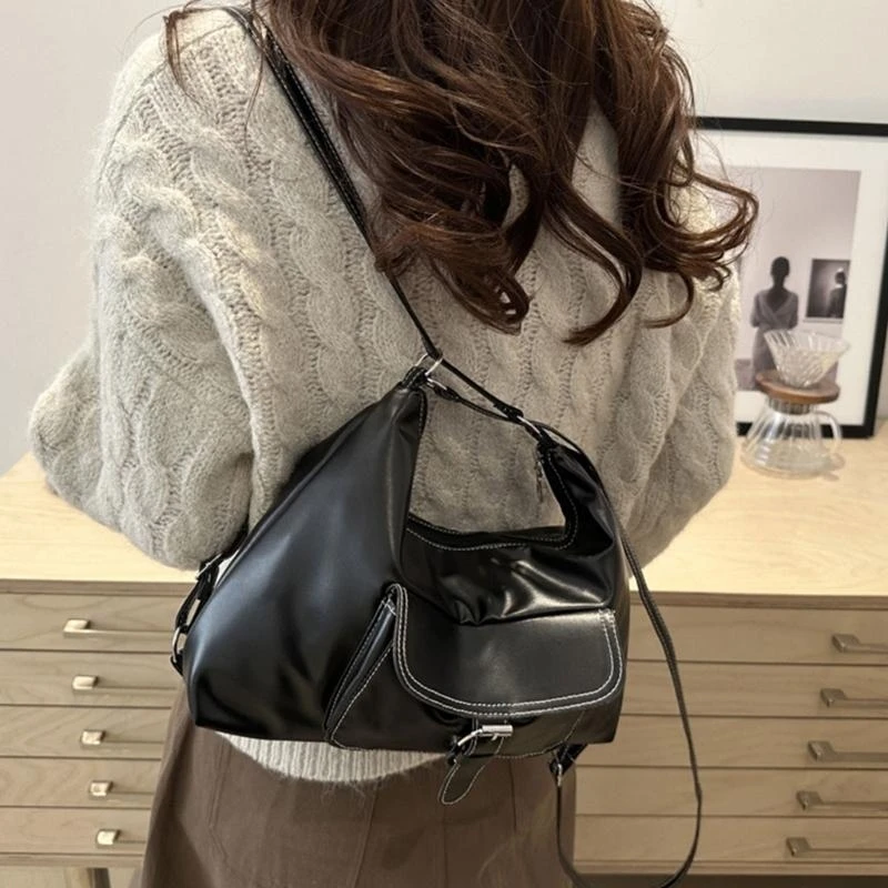 

E8FB Fashionable Crossbody Purse PU Leather Shoulder Bags Backpack for Modern Women