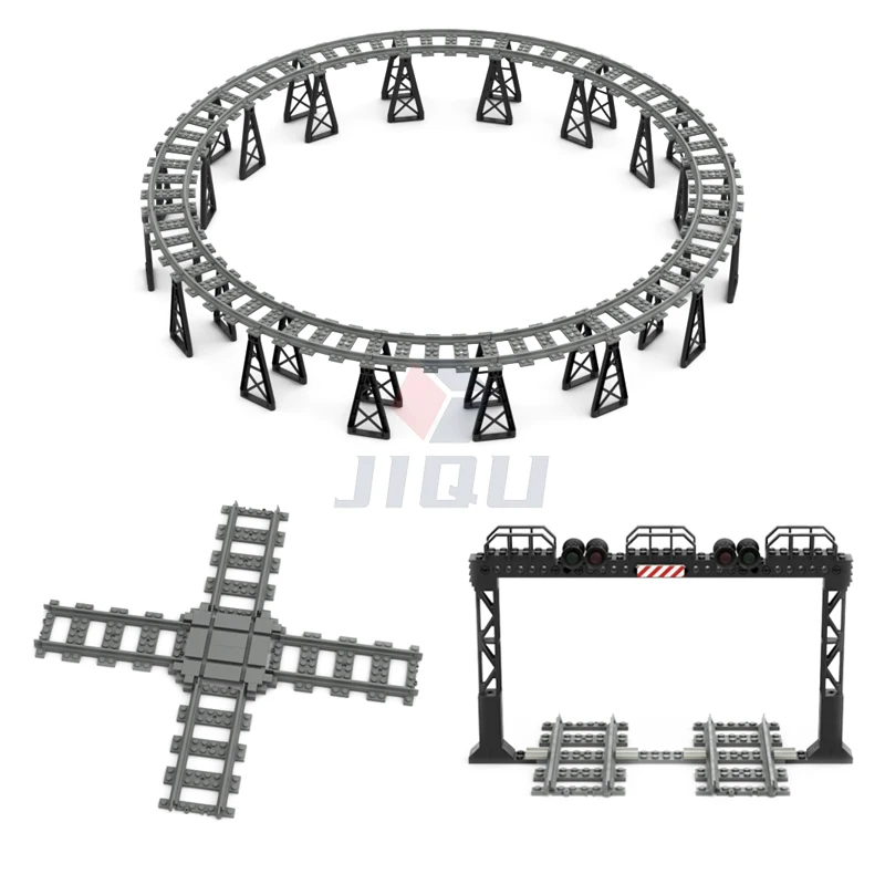 City Traffic Lamp Signpost Railway Barrier Building Blocks MOC Street View Accessories Bricks Speed Limit Indicator Warning Toys