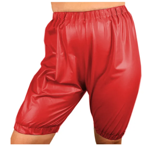 Latex Rubber pants Catsuit Cosplay Fashion Sports shorts uniform Red Party Halloween