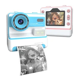 Kids Instant Print Camera 1080P 48MP 2.4 Inch Screen 16X Zoom Children Camera Thermal Printer Portable Travel Selfie Camera Toy