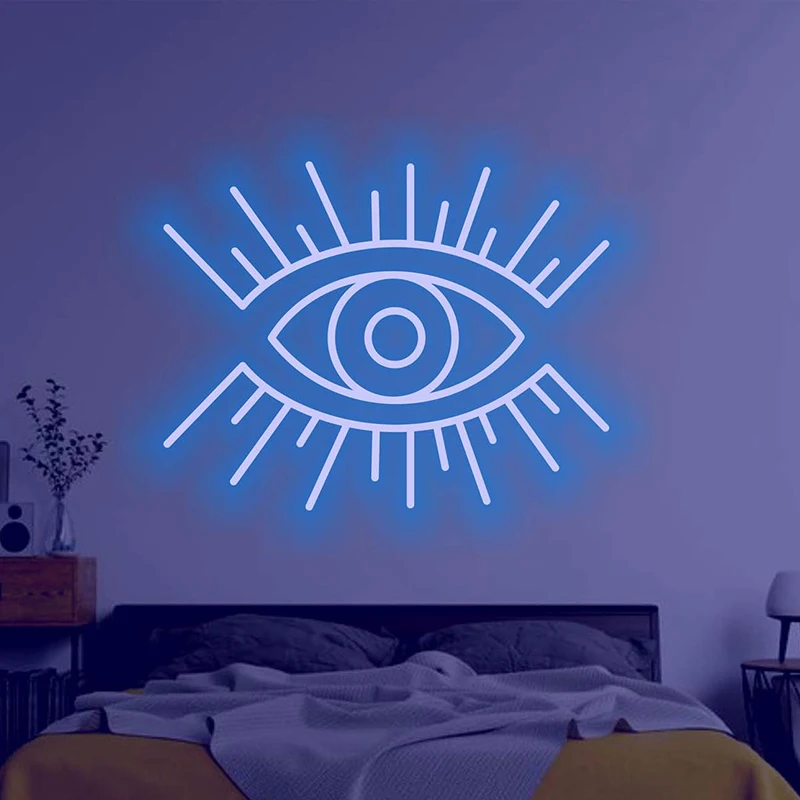 Led Evil Eye Neon Sign Creative Game Festive Party Club Neon Lights Signs Bedroom Game Room Christmas Wall Decor Gift