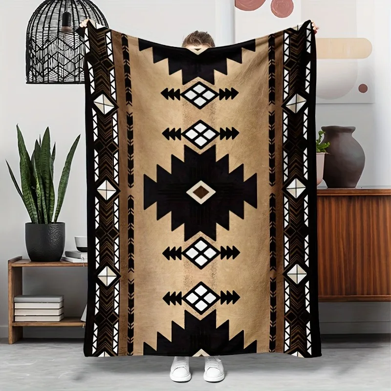 [1 Stück Fleecedecke] 1 Stück gemusterte Fleecedecke im Bohemian-Stil |   Vielseitiges Geschenk für Familie und Freunde, perfekt zum Nickerchen