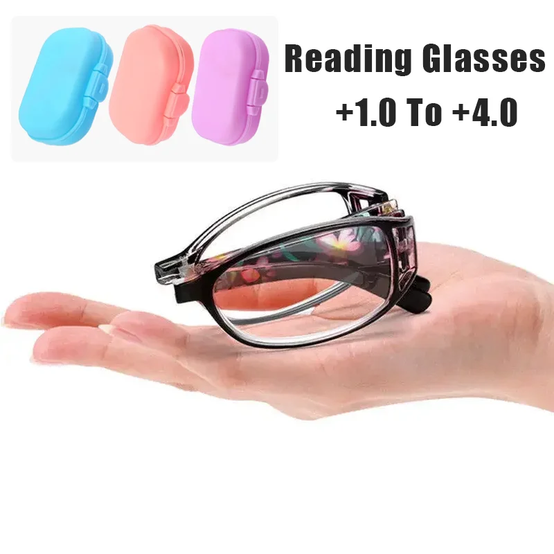 Elegant Print Folding Presbyopia Glasses for Men and Women Stylish and Convenient Blue Light Blocking Reading Glasses with Case