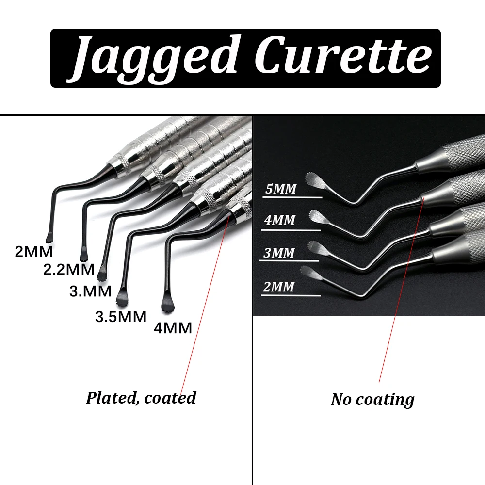 1Pcs Dental Gracey Jagged Curette Periodontal Bone Curettes Perio Dental Tooth Cleaning Scaler Dental Tool