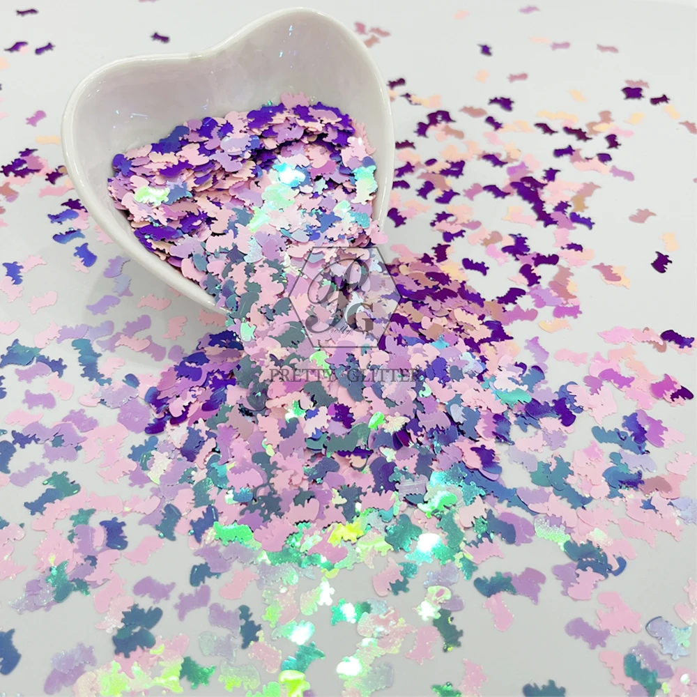 PrettyG 1 scatola di paillettes a forma di dinosauro con glitter laser a cambiamento di colore per accessori per la decorazione di trucco per unghie artigianale in resina fai da te