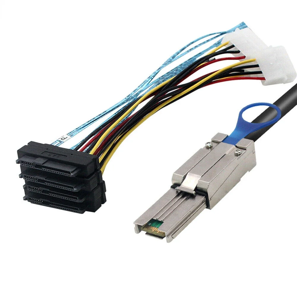 Flexible MINI SAS HD SFF-8088 26P to 4 Ports SFF-8482 server adapter cable with power