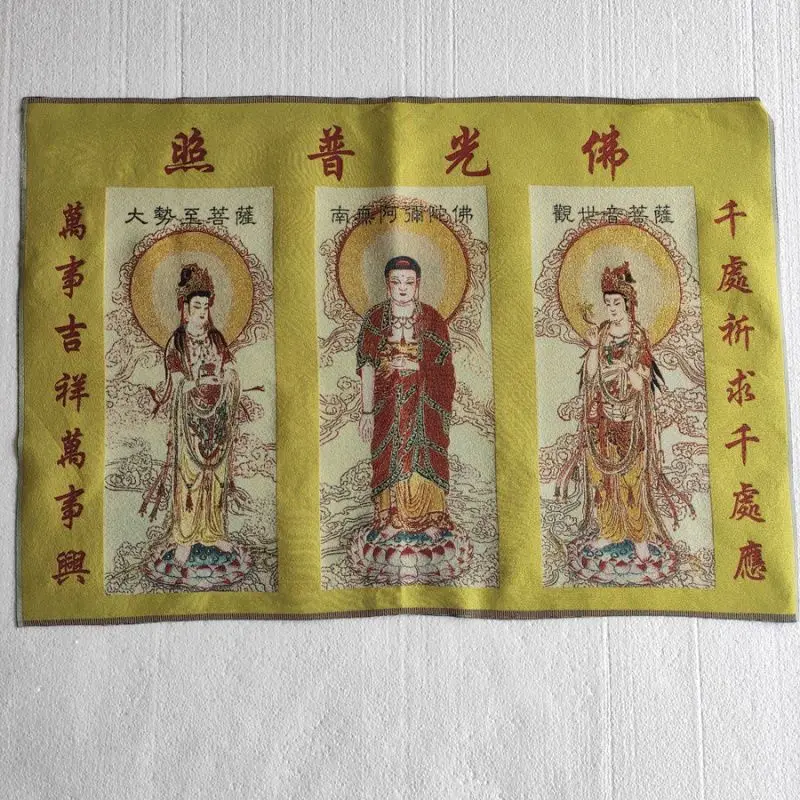 Tibet Tibetan Cloth Silk Three saints of the west three buddhas of the west Thangka Tangka Embroidery Painting
