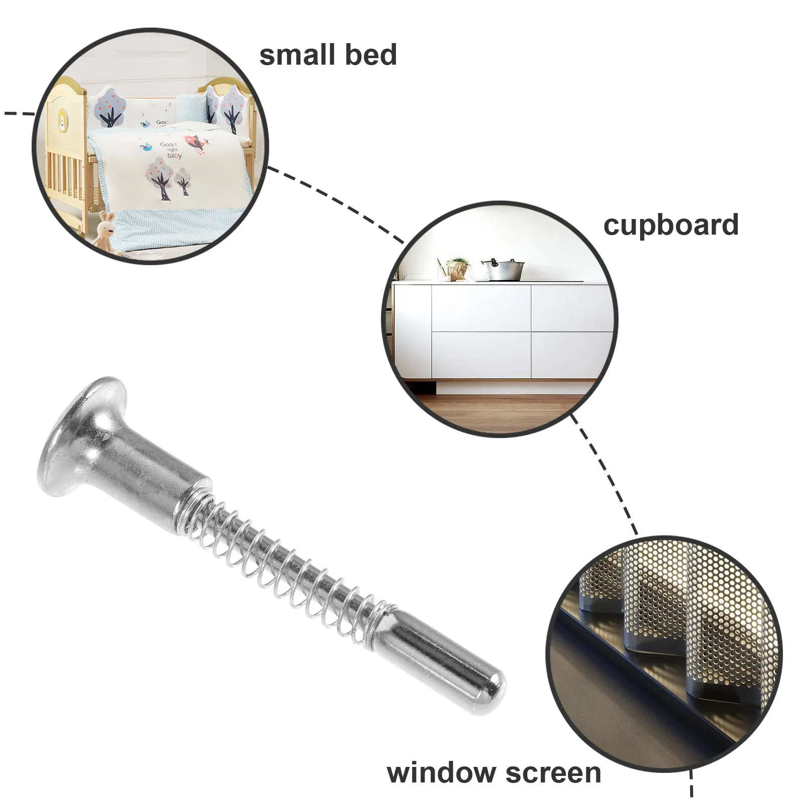 Baby Crib Latches 4 Pack Spring Loaded Iron Locking Pins for Mini Crib Bed Furniture and Windows view 3