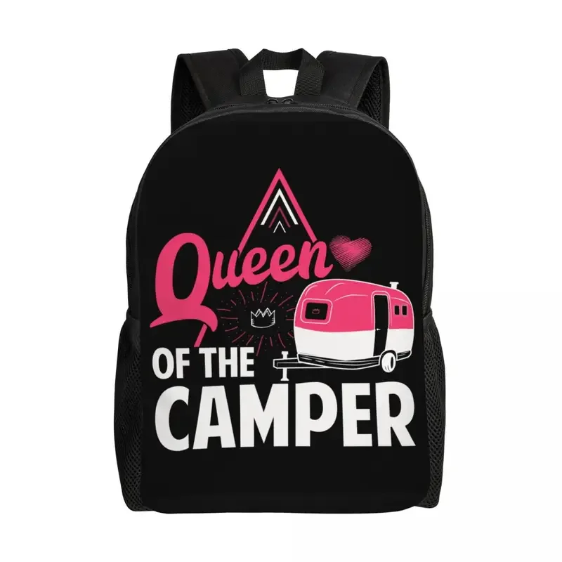 Custom Queen Of The Camper Rugzakken Dames Heren Casual Boekentas Voor College School Avontuur Buitenshuis Campingtassen