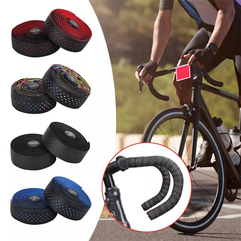 Road Bike Bar Tape Breathable Bicycle Bar Tape EVA/PU Anti-Skid Shock Absorber Bike Wrap Tape With 1 Pair Bar Plugs